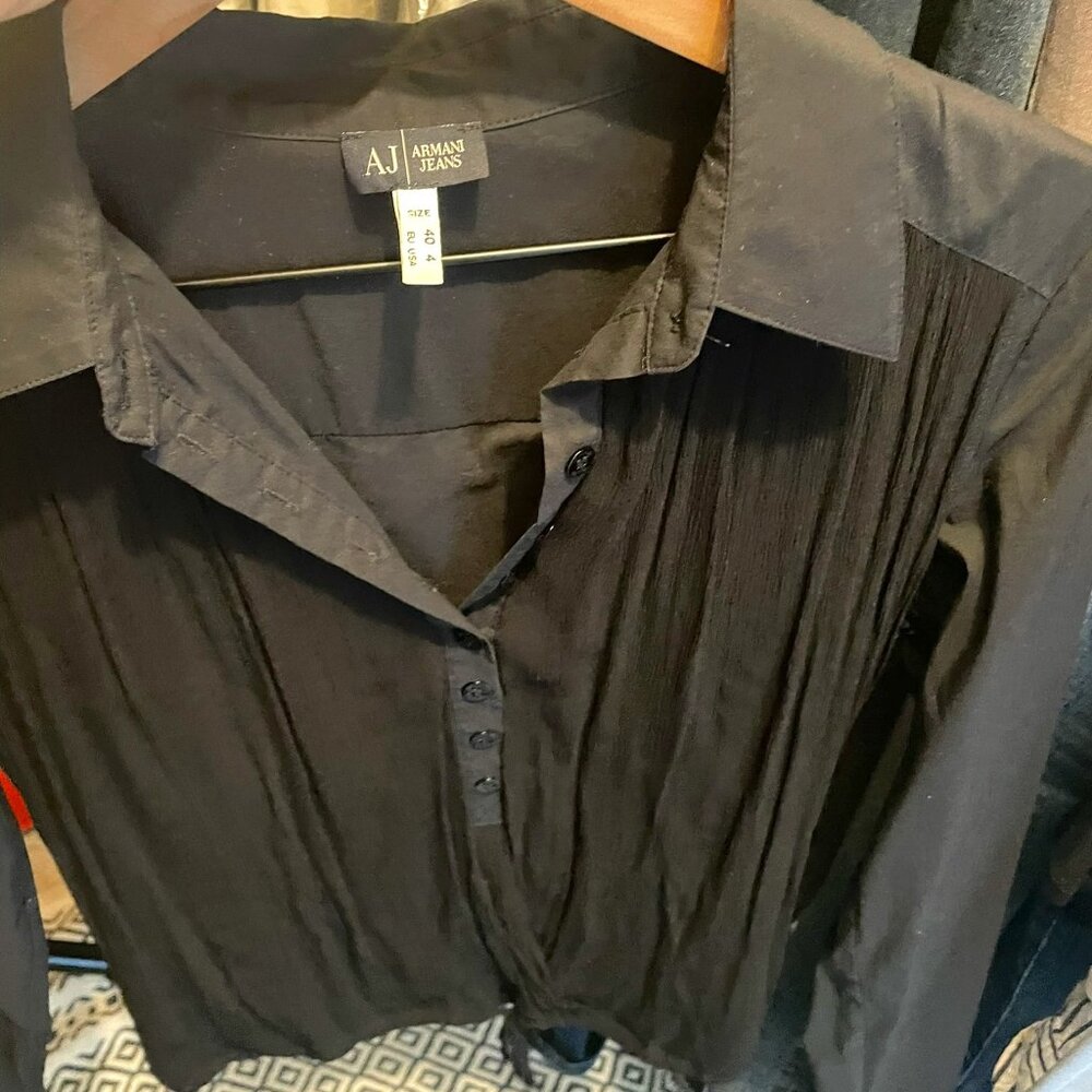 Armani Jeans women’s black blouse S - Picture 2 of 11